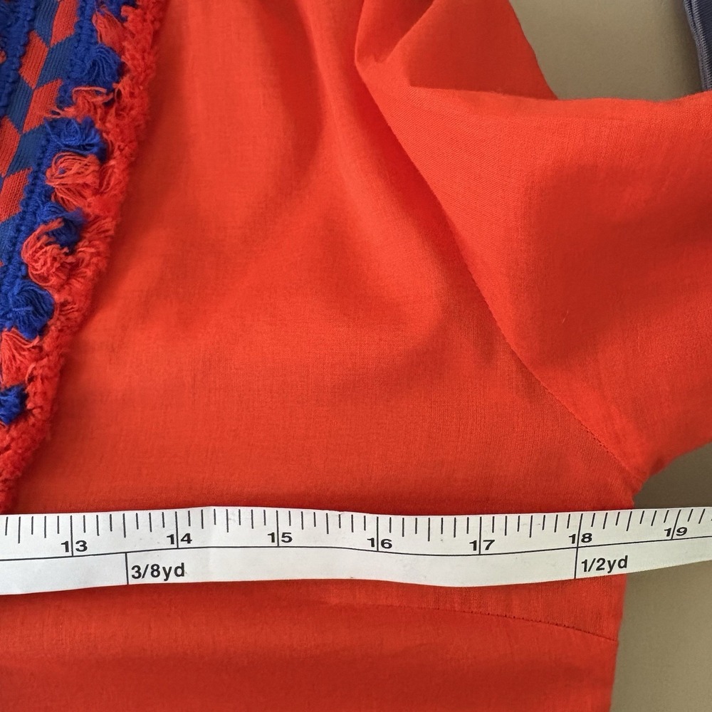 Tory Burch Women Tory Tunic 2 Samba Fringe Orange Blue Embroidered Resort Cruise - Picture 5 of 7